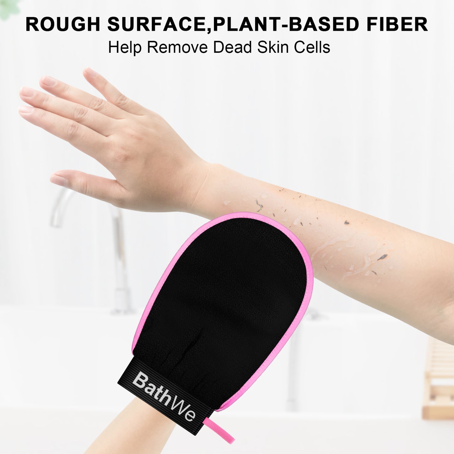 BathWe 2 Pcs Deep Exfoliating Bath Glove, Body Scrubber Dead Skin Remover, for Adults & Kids