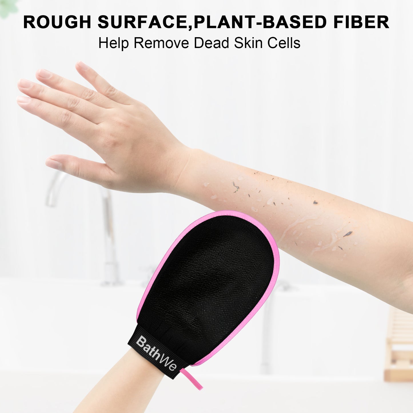 BathWe 2 Pcs Deep Exfoliating Bath Glove, Body Scrubber Dead Skin Remover, for Adults & Kids
