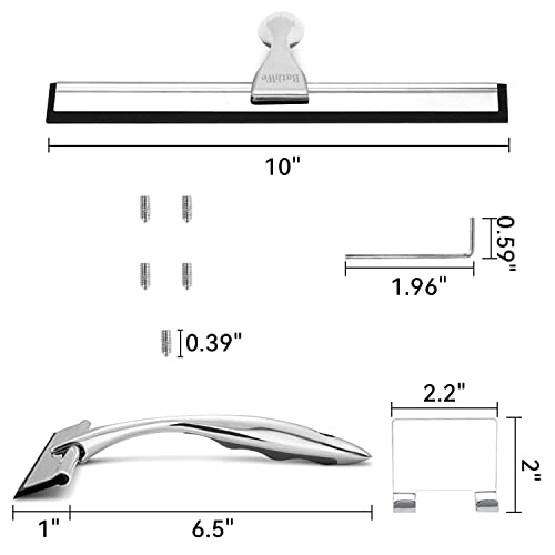 Shower Squeegee - Bathwe 10 Inch All-Purpose Stainless Steel Shower, Squeegee for Shower Glass Door, Bathroom, Window, Replacement Rubber Blade with Hook Holder