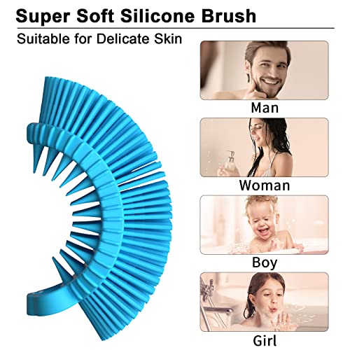 BathWe 2 Pack Silicone Body Scrubber, 2 in 1 Shower and Shampoo Scalp Massager Brush for Dry and Wet, Men Women Bath Exfoliate Accessory
