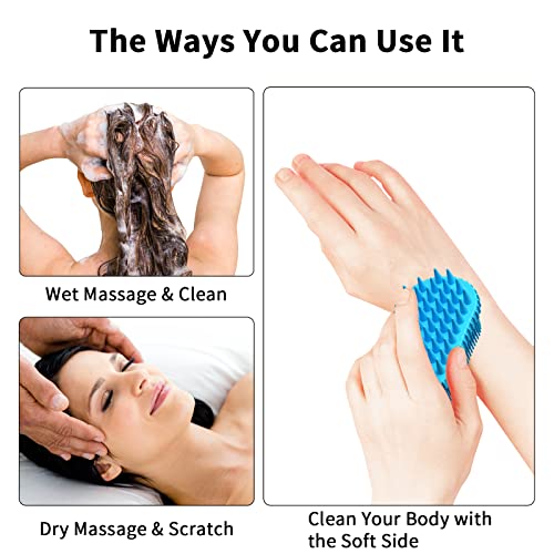 BathWe 2 Pack Silicone Body Scrubber, 2 in 1 Shower and Shampoo Scalp Massager Brush for Dry and Wet, Men Women Bath Exfoliate Accessory