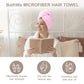 BathWe Ultra Plush Microfiber Hair Towel Wrap for Women, 3 Pack Ultra Absorbent Twist Hair Turban Drying Cap Hair Wrap, for Drying Curly, Long & Thick Hair Pink and Light Blue