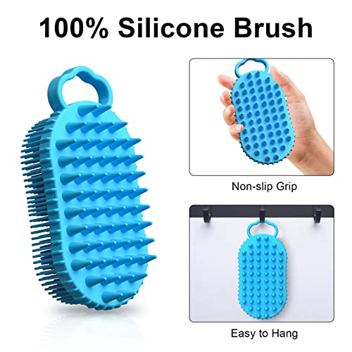 BathWe 2 Pack Silicone Body Scrubber, 2 in 1 Shower and Shampoo Scalp Massager Brush for Dry and Wet, Men Women Bath Exfoliate Accessory